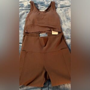 CALIA WOMENS SEAMLESS BRAMI BROWN SIZE XS NWT & CALIA WOMEN’S BROWN LEGGINGS SZS